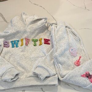 Lola + The Boys Gray Hoodie and Sweatpants with Colorful Beaded Letters